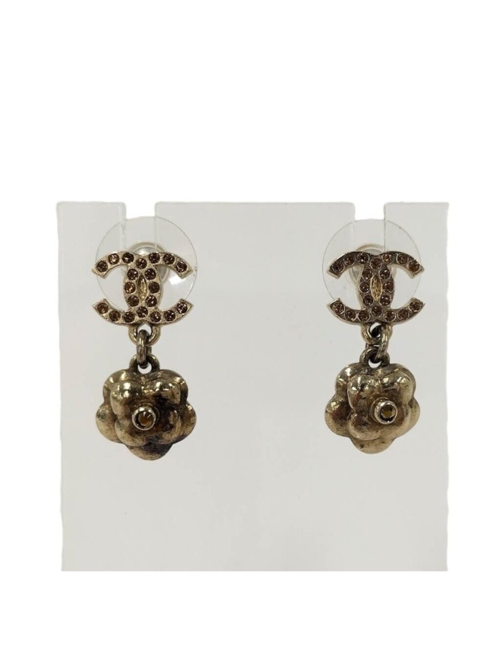 Chanel 11P Earrings Rhinestone Coco CC